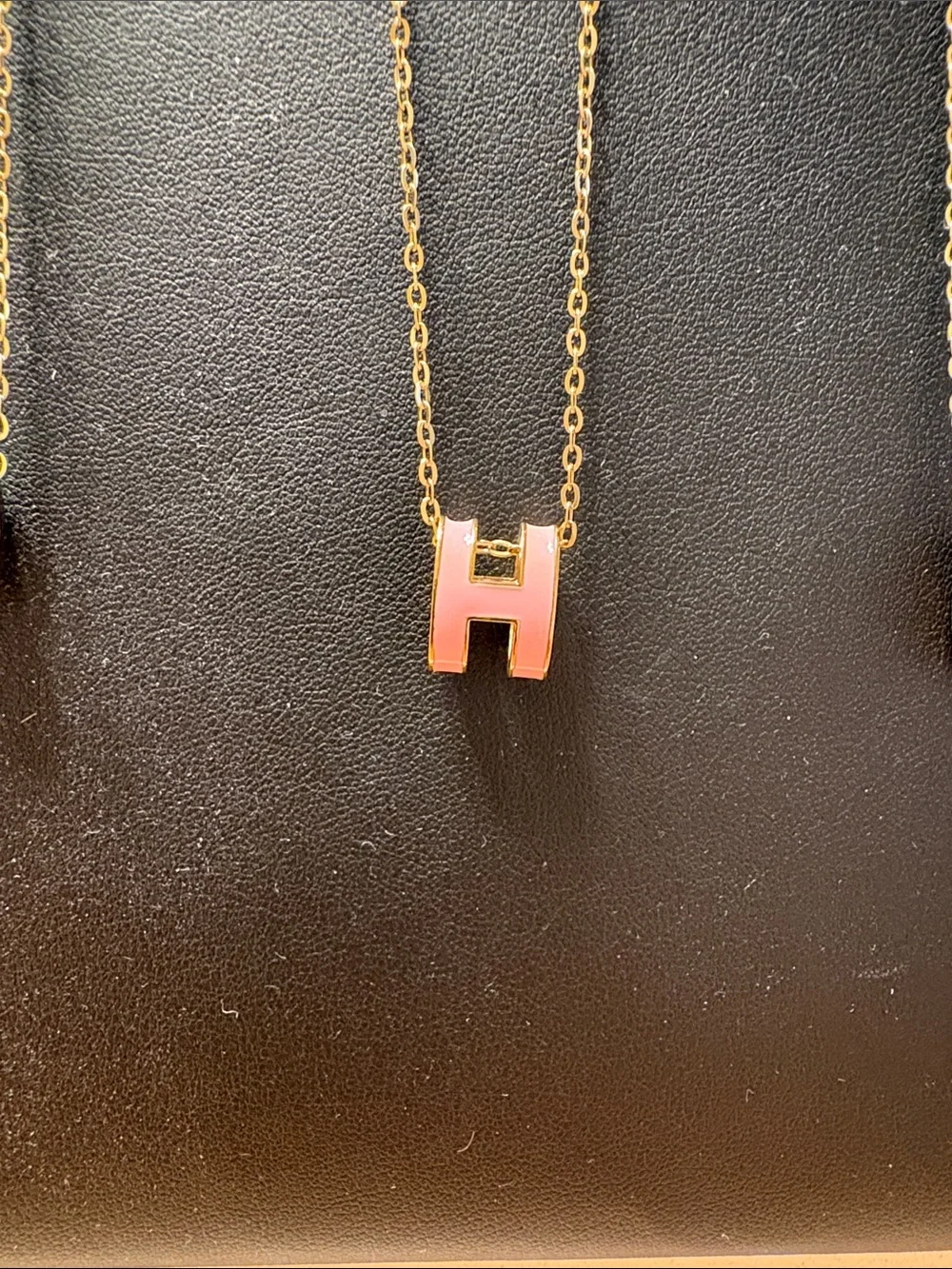 Stainless steel Pink Gold-Tone Medium Initial Pendant Necklace